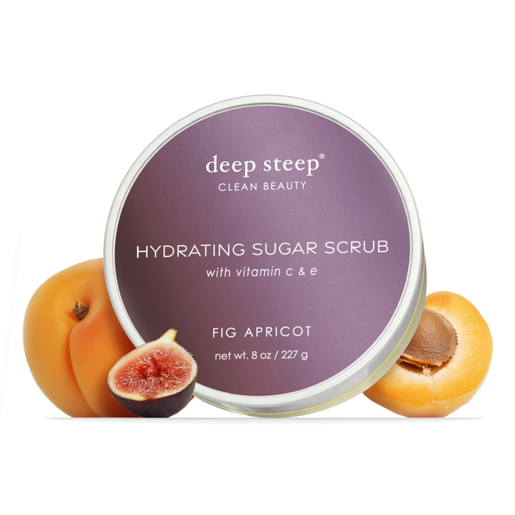 Deep Steep Sugar Scrub, Fig Apricot, 8 oz  Exfoliating Body Scrub with Organic Coconut Oil, Shea Butter & Argan Oil  Vegan, Clean Beauty, Smooth, S