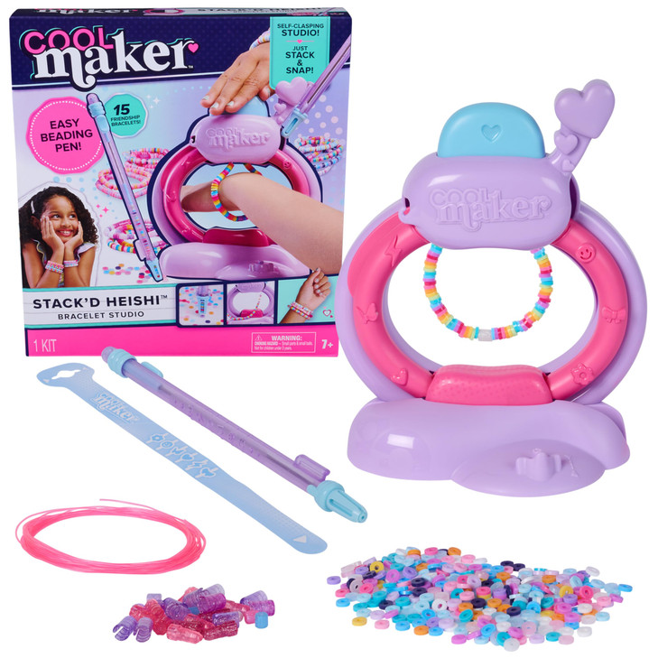 Cool Maker, Stackd Heishi Studio Bracelet Making Kit with Easy Beading Pen & Over 1200 Beads for Bracelets, Makes 15, Arts and Crafts Kids Toys for