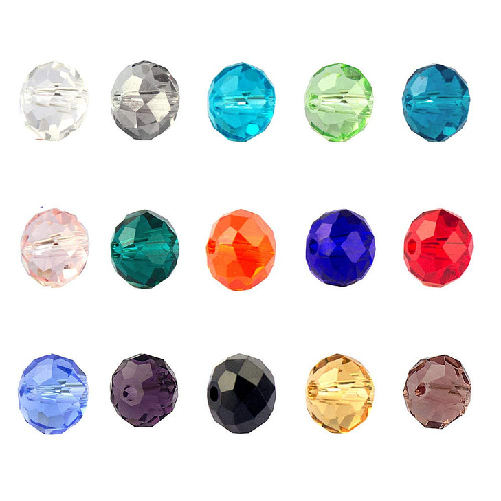 LolliBeads (TM) Wholesale Mix Lot 8 mm Briolette Faceted Rondelle Crystal Glass Beads for Jewelry Making with Container Box (450pcs)