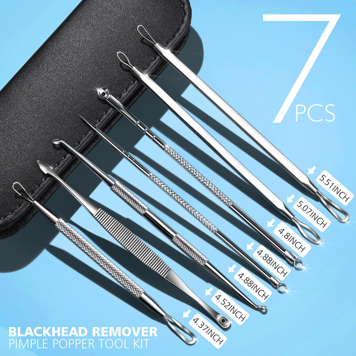 Teenitor 7 in 1 Pimple Popper Tool Kit - Blackhead Remover, Pimple Extractor, Comedone Extractor for Face