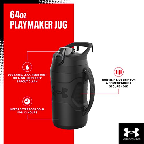 Under Armour Half Gallon Water Bottle Insulated, 64oz Insulated Water Bottle with Handle, Fence Hook, Leak Resistant, for Baseball, Football & More -