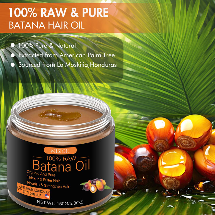 MISICH Raw Batana Oil for Hair Growth, 100% Natural Pure Botana Oil Paste from Honduras, Unrefined Organic Batana Hair Mask for Prevent Hair-Loss, En