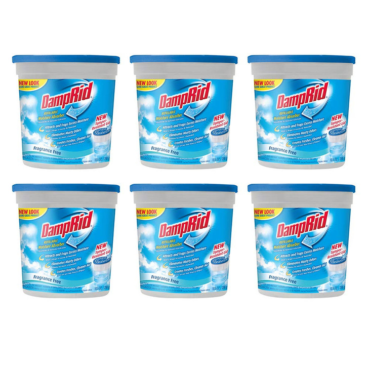 DampRid Refillable Moisture Absorber, Fragrance Free, 10.5 Ounce (Pack of 6)