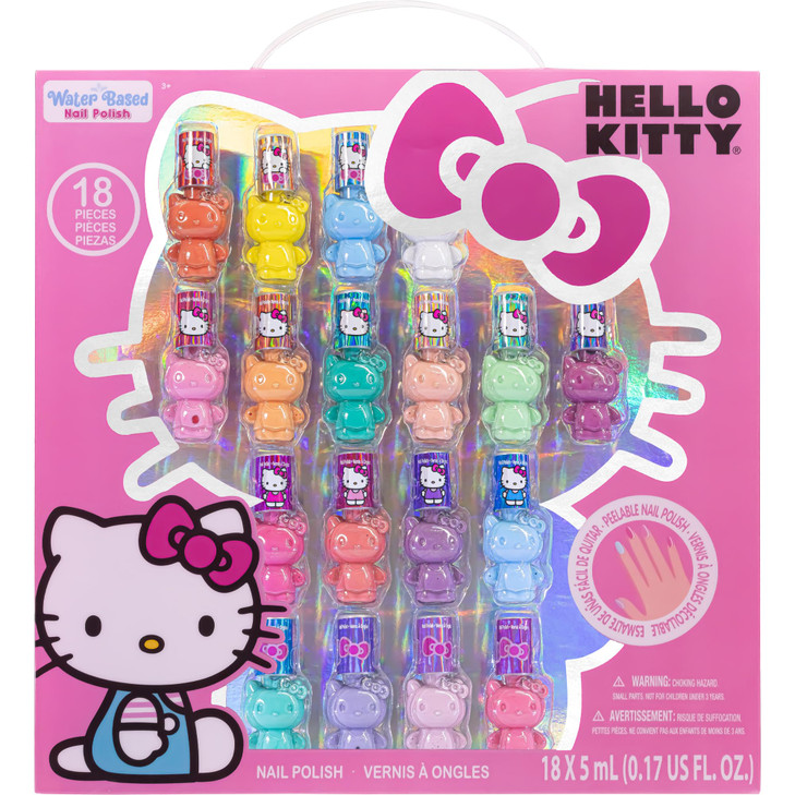 Townley Girl Hello Kitty Peel-Off Water-Based Safe Quick Dry Nail Polish Set for Girl Kids Ages 3+, Perfect for Birthday Gift Parties, Sleepovers & M