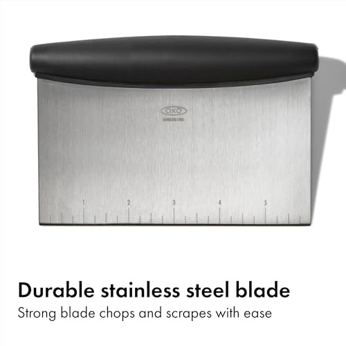 OXO Good Grips Stainless Steel Multi-Purpose Scraper & Chopper, Dough Cutter for Pizza, Bread and Cookie Dough, Multi-Purpose Vegetable Chopper, Dish