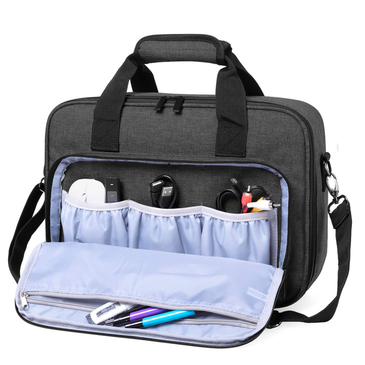 LUXJA Projector Case, Projector Bag with Protective Laptop Sleeve, Projector Carrying Case with Accessories Pockets, Large(16 x 11.5 x 5.75 Inches),