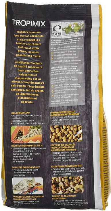 Hari Hagen Tropimix Enrichment Food for Cockatiels & Lovebirds, 2 lb. - HARI Parrot Food with Seeds, Fruit, Nuts, Vegetables, Grains, and Legumes