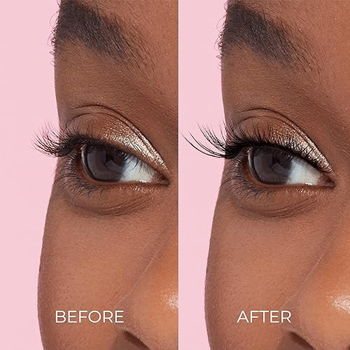 Kiss Impress Falsies Press On Self Adhesive Eyelashes, 12mm-14mm Glam Volume Press On Lashes, Black, No Glue Needed, Invisible Band, 20 Lash Clusters