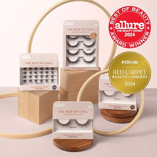 KISS The New Natural, False Eyelashes, 'Wide Slacks', 12mm, Includes 4 Pairs Of Lashes, Easy to Apply, Reusable Lash Clusters