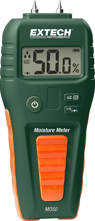 Extech MO50 Compact Pin Moisture Meter - Digital Water Leak Detector for Wood and Building Materials - Audible Alert, Moisture Drop Icons, Self-Test