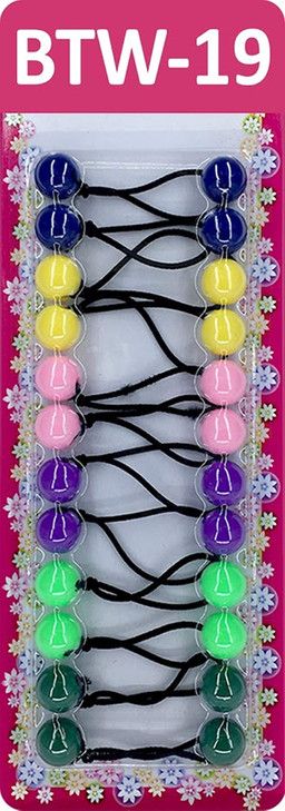 Tara Girls Twinbead Multi Cute Design Ponytail Elastics Selection Medium size (BTW-1)