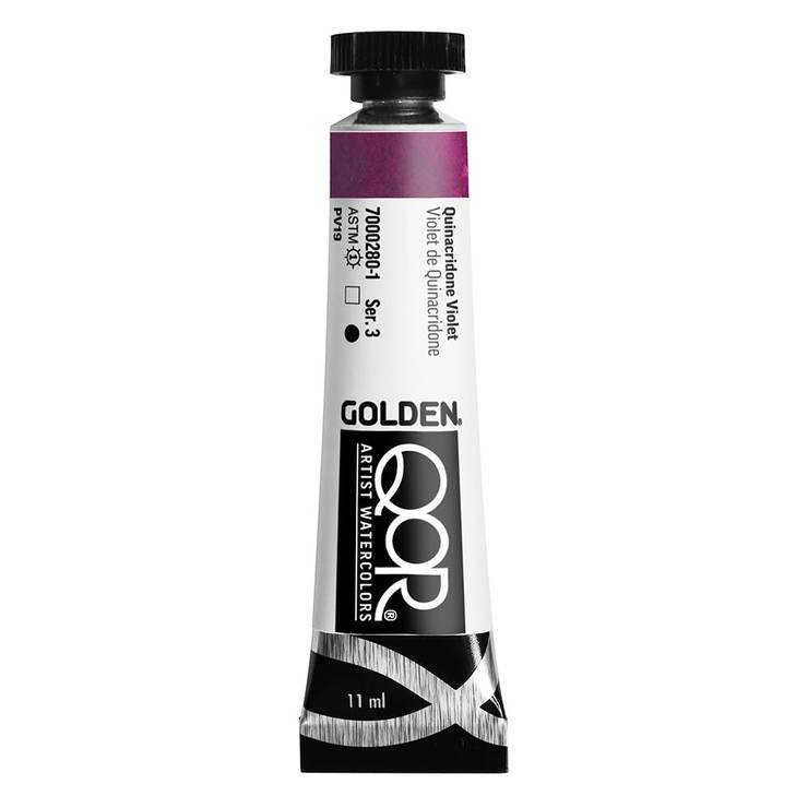 GOLDEN QoR Artist Watercolors, Quinacridone Violet, 11 ml Tube, Professional Watercolor Paint, Semi-Transparent
