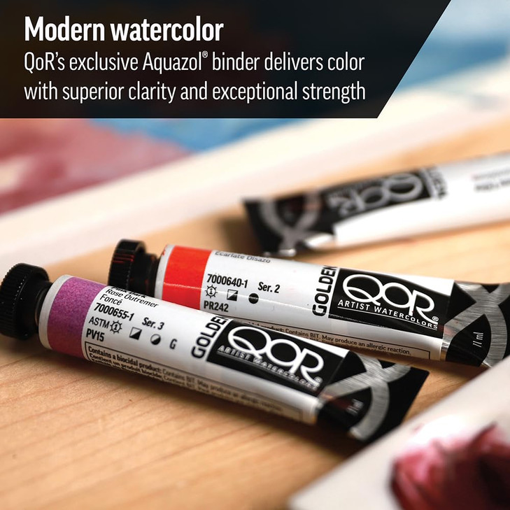 GOLDEN QoR Artist Watercolors, Quinacridone Violet, 11 ml Tube, Professional Watercolor Paint, Semi-Transparent