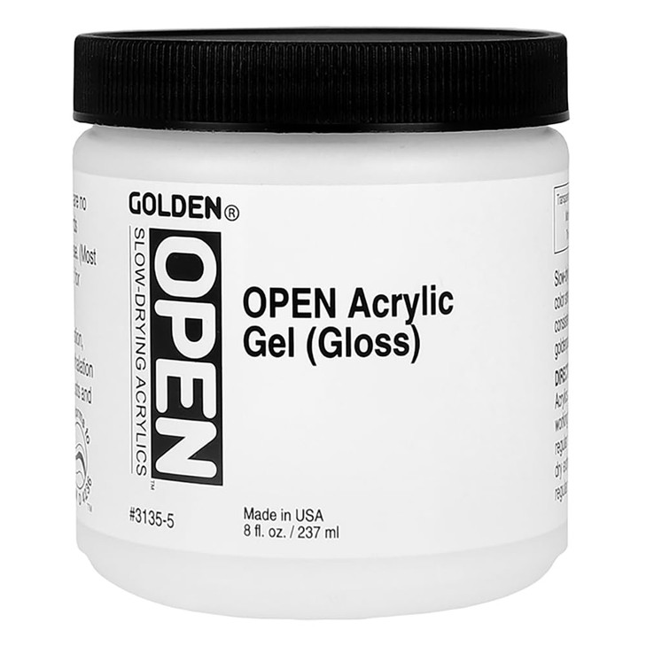 GOLDEN OPEN Slow-Drying Acrylics, Acrylic Gel (Gloss), 8 fl oz. jar