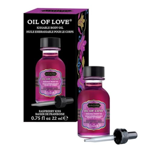 KAMA SUTRA Oil of Love Raspberry Kiss - .75 fl oz - Kissable Warming Body Topping for Oral Foreplay Fun, Delicious Lickable Flavor for Couples, Women
