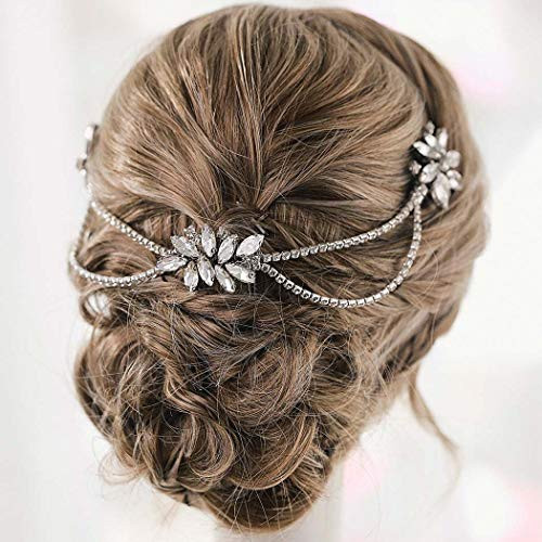 Aukmla Crystal Bride Wedding Hair Comb Silver Rhinestones Bridal Hair Accessories Headpiece for Women