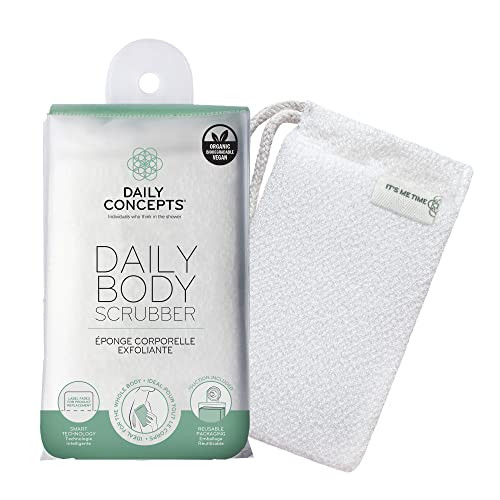 DAILY CONCEPTS Daily Body Scrubber, Soy-Based and Organic Cotton. The Bath Sponge Deeply Cleanses The Skin and Creates A Rich Foamy Lather. The Outer