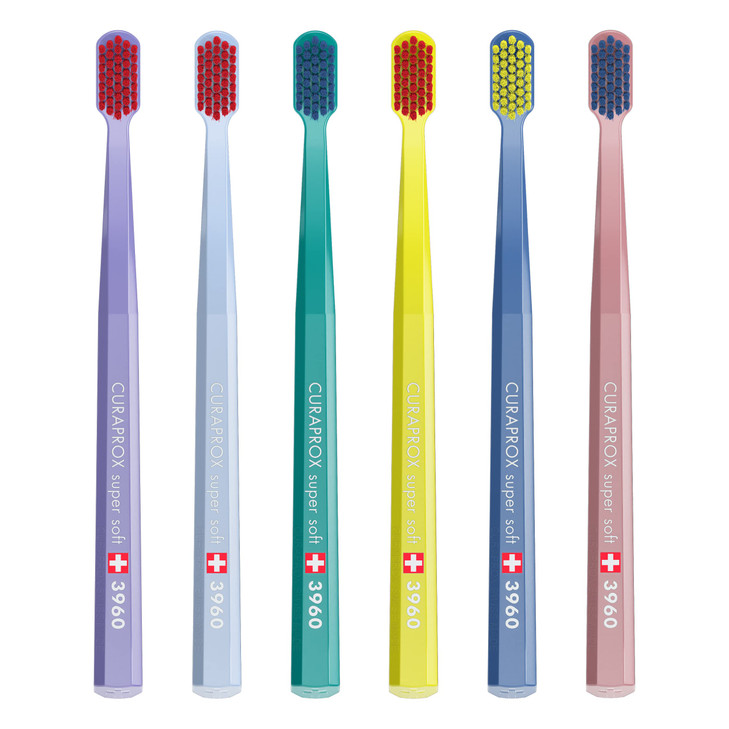 Curaprox Sensitive Supersoft Toothbrush CS 3960, 6 Pack, Colors May Vary