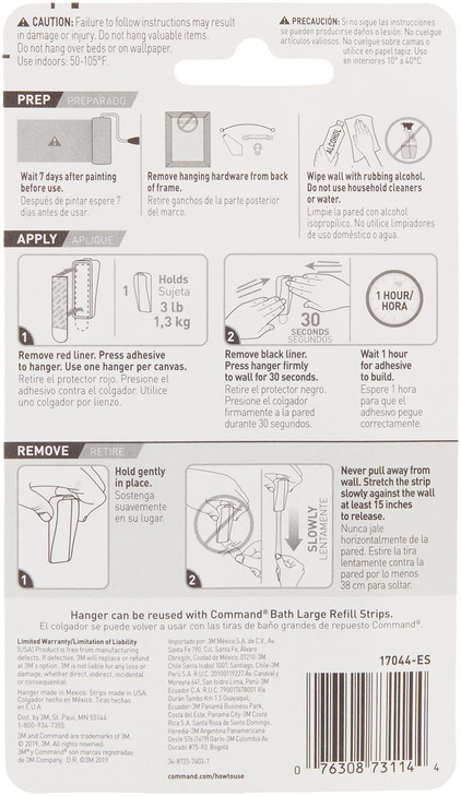 Command Large Canvas Hanger, 1-Hanger, 2-Strips, Holds up to 3 lbs, Indoor Use, Decorate Damage-Free
