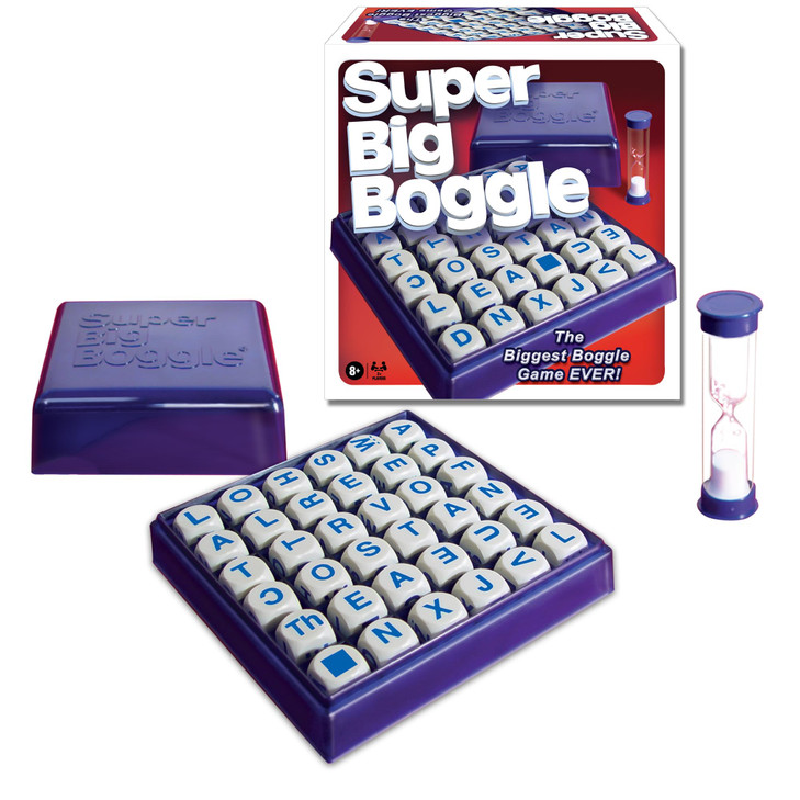 Winning Moves Super Big Boggle with 6x6 Grid and 36 Letter Cubes Games USA, The Biggest Boggle Game Ever, 4 Minute Sand Timer, for 2 or More Players,