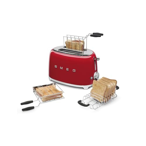 SMEG TSSR01 Sandwich Rack Set  2-Piece Stainless Steel Toasting Cages with Anti-Heat Handles  Compatible with SMEG TSF01 & TSF03 Toasters