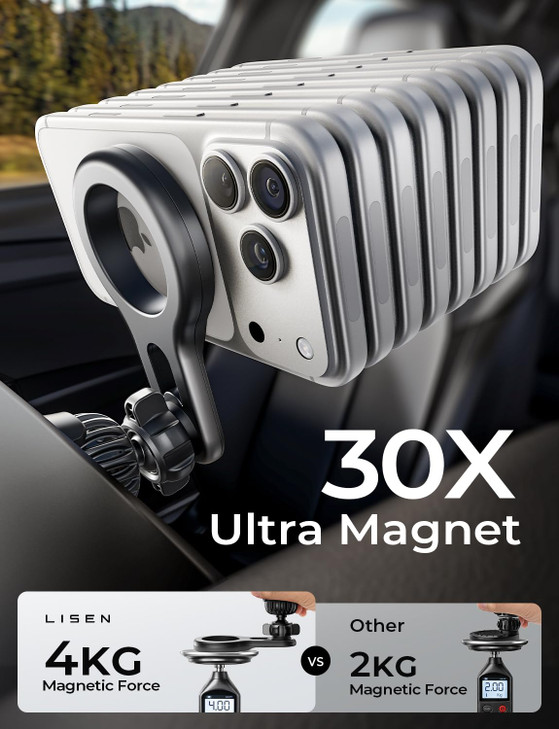 LISEN for MagSafe Car Mount, Magnetic Phone Holder for Car Air Vent Phone Mount, Hands Free Car Phone Mount Phone Holders for Your Car Accessories fo