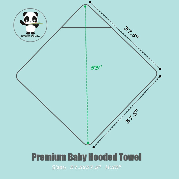 HIPHOP PANDA Hooded Towel - Rayon Made from Bamboo, Bath Towel with Bear Ears for Newborn, Babie, Toddler, Infant - Absorbent Large Baby Towel - Grey