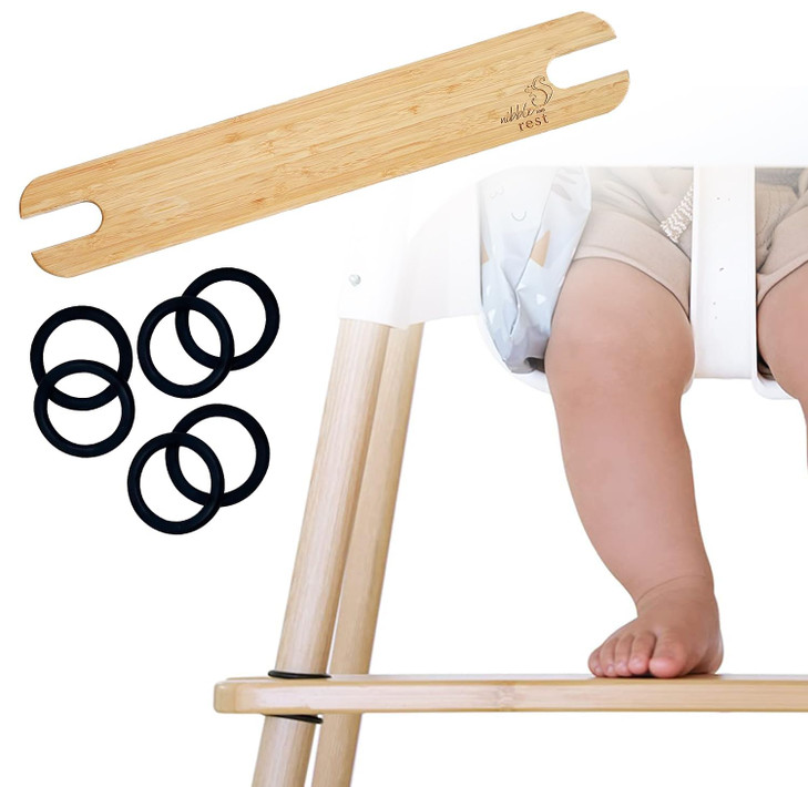 Nibble and Rest Woodsi Footsi Highchair Footrest for IKEA Antilop, Bamboo Wooden Footrest, Height Adjustable, High Chair Accessories,Suitable Footsto