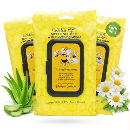 BELLA B Nipple Nurture Breast Pump Wipes Quick Clean | 3 Packs Hypoallergenic & Paraben Free Soothing Wipes for Breast Pump Parts & Pacifiers | Made