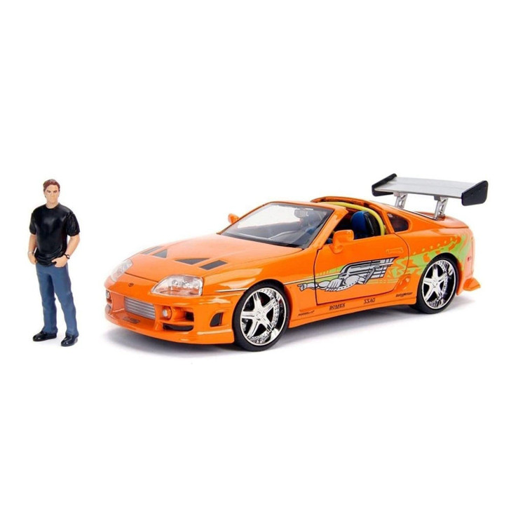 Jada Fast & Furious Brians 1995 Toyota Supra Diecast Model  1:24 Scale Durable Die Cast Car  Includes Brian O' Conner Figure  Perfect for Collect