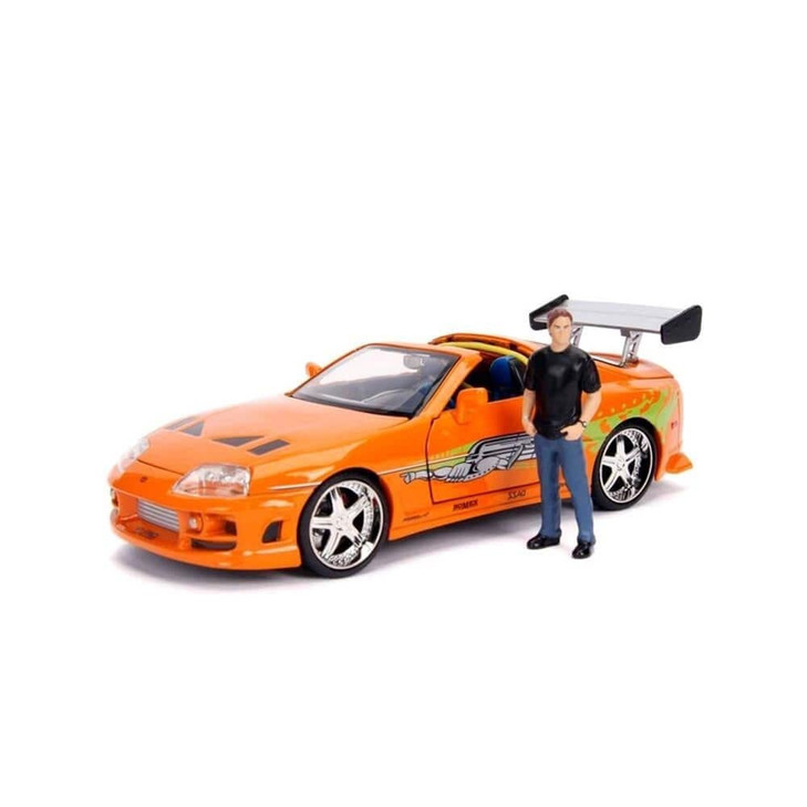 Jada Fast & Furious Brians 1995 Toyota Supra Diecast Model  1:24 Scale Durable Die Cast Car  Includes Brian O' Conner Figure  Perfect for Collect
