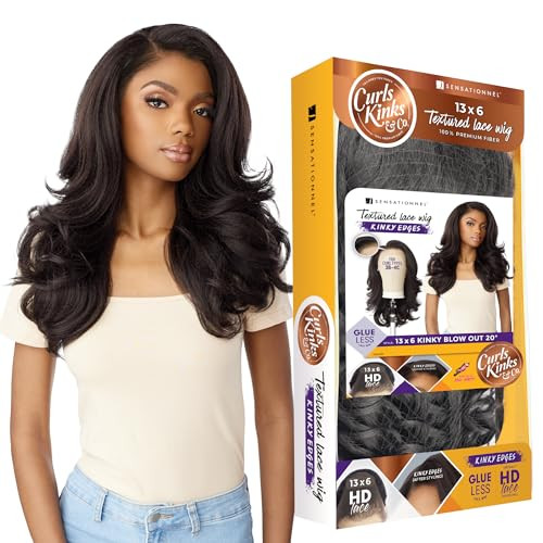 Sensationnel Curls Kinksandco Kinkyedges Wig - Kinky Blow Out 20 Inch 13X6 Lace Frontal Natural Kinkytexture Edged Hairline for Natural 3C to 4C Hair
