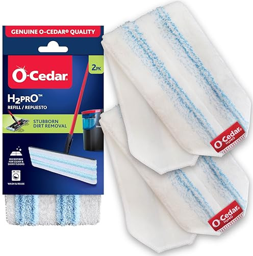 O-Cedar Genuine H2prO Mop Pad Replacement (2-Pack) | Microfiber Refill | Machine Washable | Removes 99% of Bacteria with Water* | Compatible with O-C
