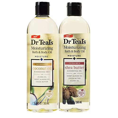Dr. Teals Bath & Body Oil Variety Gift Set (2 Pack, 8.8oz Ea.) - Ultra Rich Shea Butter & Nourishing Coconut Oil - Essential Oils Hydrate Skin & Alle
