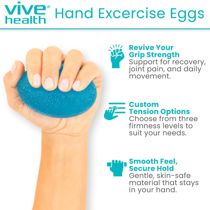 Vive Squeeze Balls for Hand Therapy Set (4 Pack) - Grip Strengthener Occupational Exercise Equipment for Arthitis, Parkinsons, Stroke, Carpal Tunnel