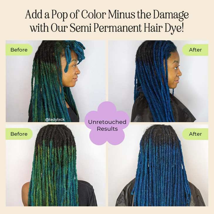 INH Semi Permanent Hair Color | Color Depositing Conditioner, Aquamarine Hair Dye | No Bleach No Peroxide Temporary Blue Green Tint for Women, Men |