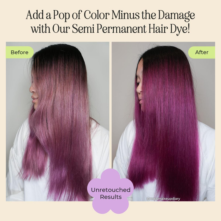 INH Semi Permanent Hair Color | Color Depositing Conditioner | Pink Hair Dye | No Bleach No Peroxide Temporary Fuchsia Crystal Tint for Women, Men |
