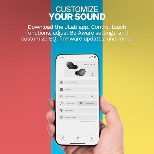 JLab Go Pop+, True Wireless Earbuds, Bluetooth 5, Dual Connect, IPX4, App Support, Confetti