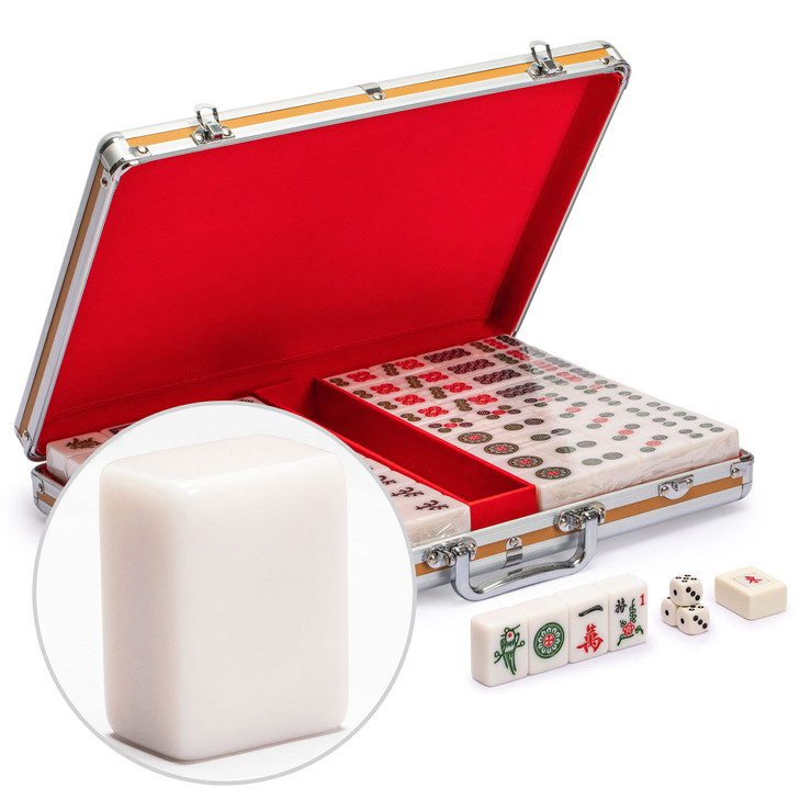 Yellow Mountain Imports Champion-Size Chinese Mahjong Set -146 Large Melamine Tiles, Dice, Wind Indicator & Aluminum Case - No Numbers or Letters - C