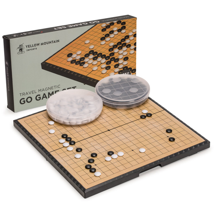 Yellow Mountain Imports Magnetic Go Game Set with Single Convex Magnetic Plastic Stones and Go Board, 11-inch