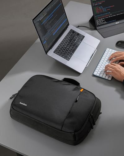 tomtoc 16-inch Dual Compartment Laptop Briefcase for 2 Laptops, Business Protective Laptop Messenger Shoulder Bag for a Laptop+ a Portable Monitor, W