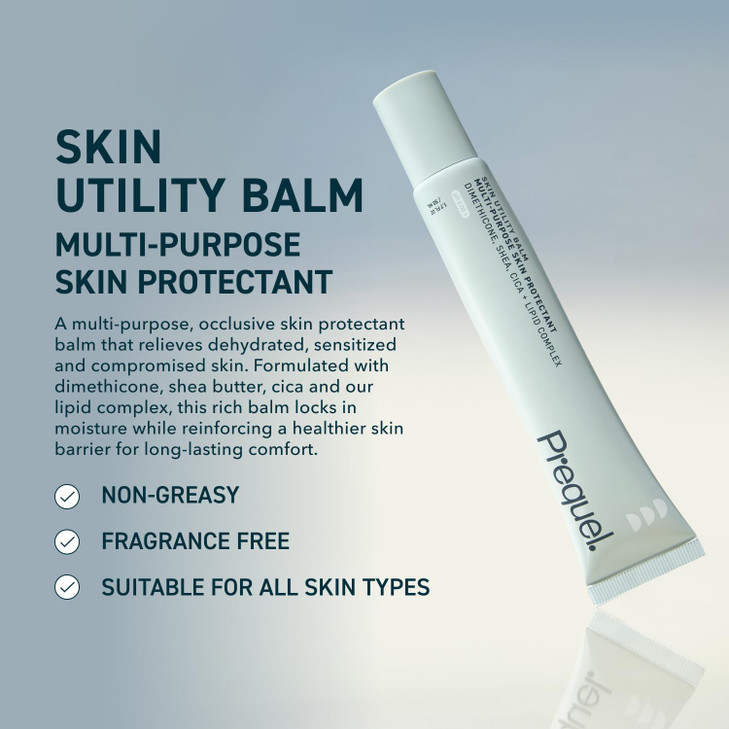 Prequel Skin Utility Balm. Advanced Occlusive Face Cream for Dry Skin, Moisturizer for Sensitive Skin. Thick Non-Comedogenic Barrier Protection with