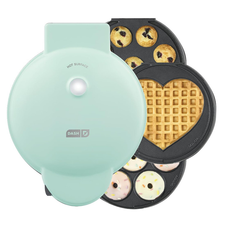 Dash MultiMaker® Treat Maker System - Make Mini Donuts, Cupcakes & Heart-Shaped Waffles - Interchangeable Plate Design - dishwasher safe Parts for Ea