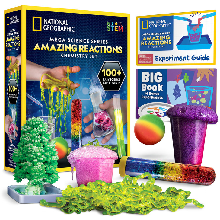 National Geographic Amazing Chemistry Set - Chemistry Kit with 100+ Science Experiments Including Crystal Growing and Reactions, Science Kit for Kids