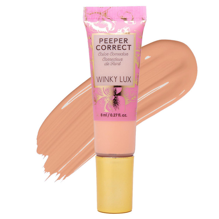 Winky Lux Peeper Correct Peach Color Corrector - Neutralizes Dark Areas, Tinted Creamy Color Corrector for Smooth & Even Complexion with Vitamin E &