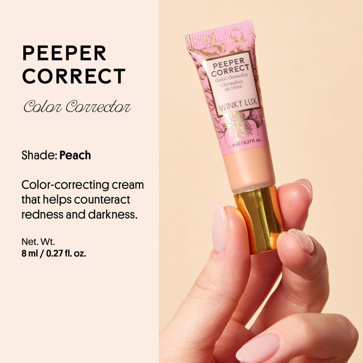 Winky Lux Peeper Correct Peach Color Corrector - Neutralizes Dark Areas, Tinted Creamy Color Corrector for Smooth & Even Complexion with Vitamin E &