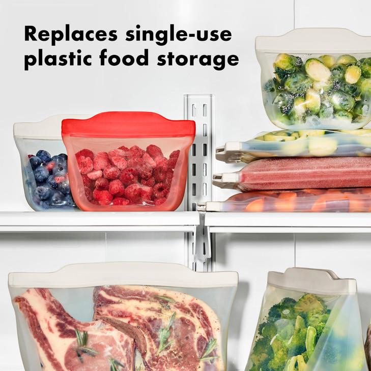 OXO Good Grips Silicone Reusable Bag  Stand-Up Half Gallon (64 oz) - Oat