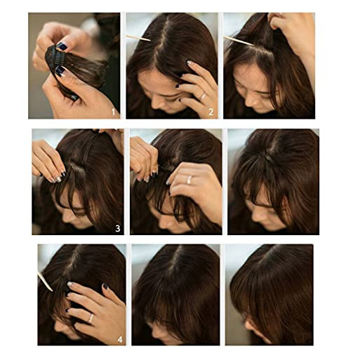 Bangs Halloween Hair Clip in Bangs 100? human hair Curved Wispy Bangs with Temples Hairpieces for Women Clip on Air Bangs Hair Extension for Daily We