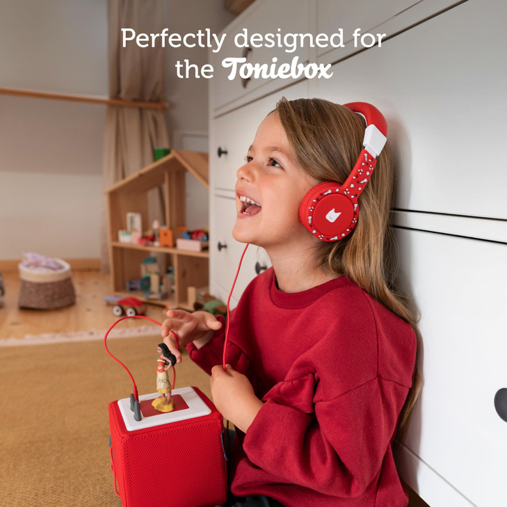 Tonies Foldable Wired Headphones for Kids - Comfortably Designed to fit On-Ear - Works with Toniebox 1 and All 3.5mm Devices - Pink