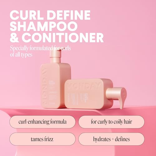 MONDAY HAIRCARE Curl Define Shampoo + Conditioner Set (2 Count) 12 oz Each Nourishes Curls, Tames Frizz, Coconut Oil and Shea Butter Enhance Shine, 1